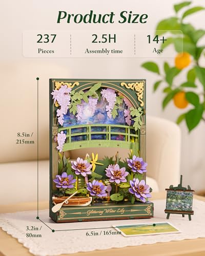 Wowood Monet Water Lily puzzle on desk display offers a charming centerpiece.