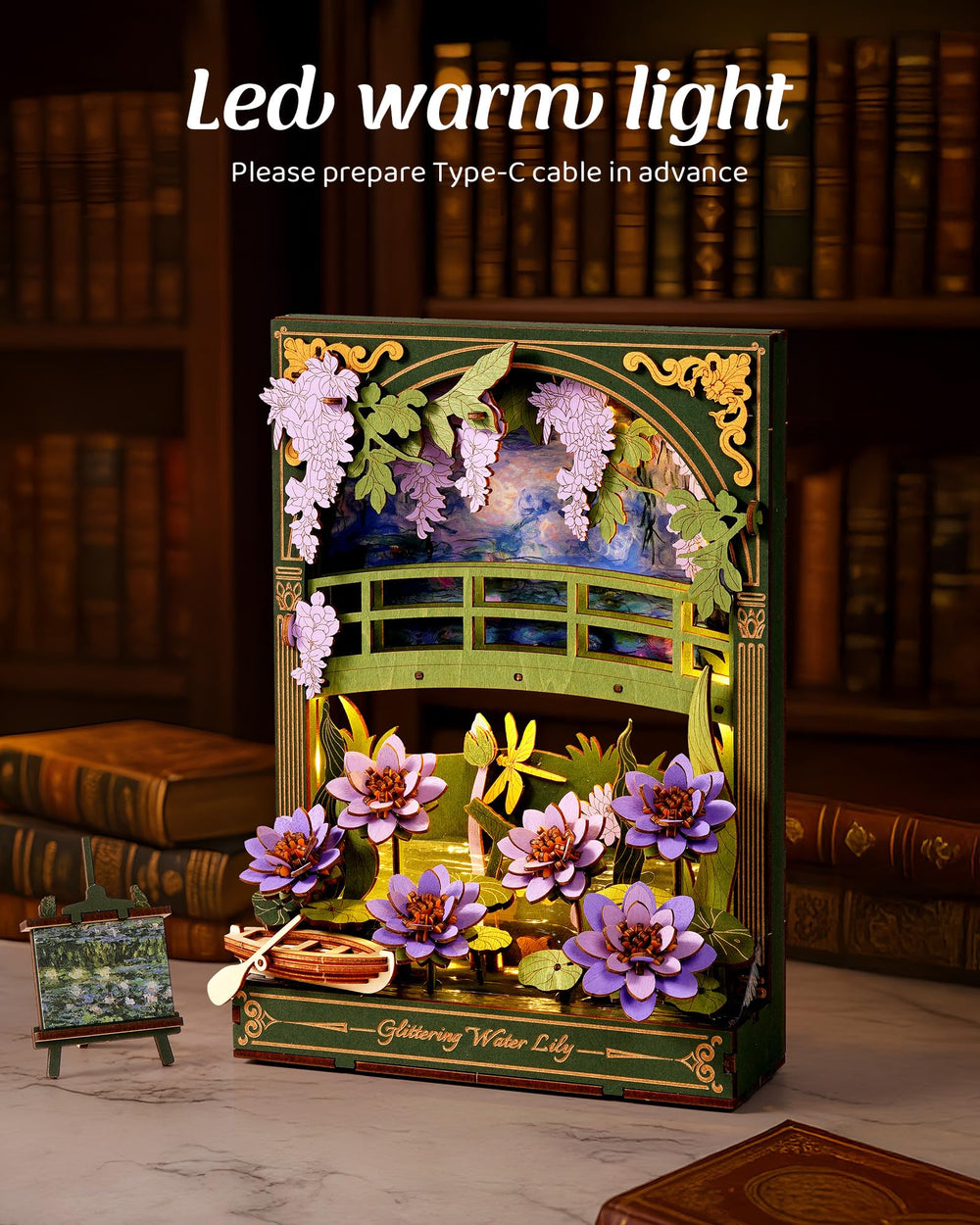 Wowood Monet Water Lily puzzle with purple hues for romantic room ambience.