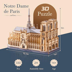 Wowood Notre Dame cathedral detail work reveals precise cuts and craftsmanship.