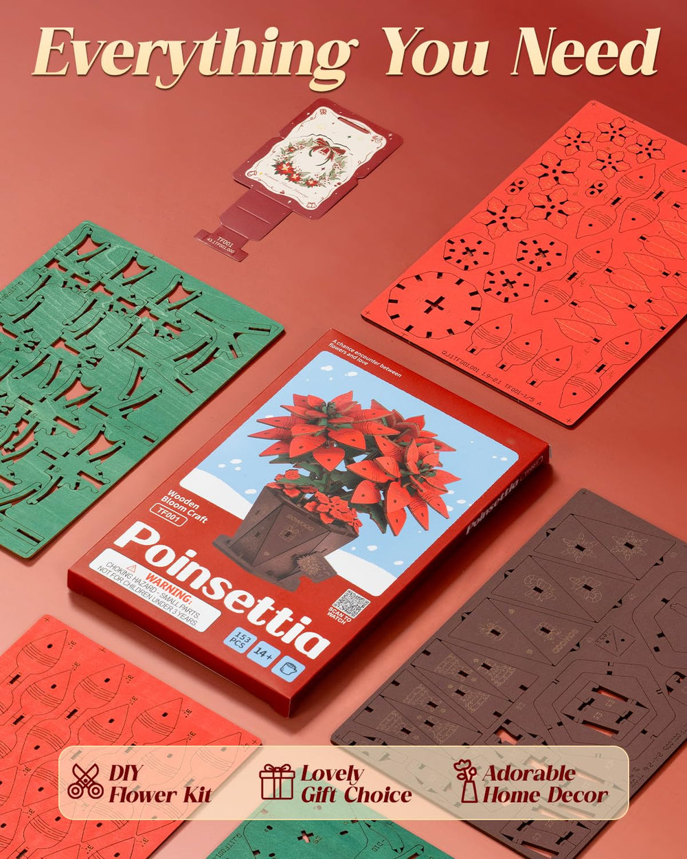 Wowood poinsettia decor piece for seasonal housewarmings