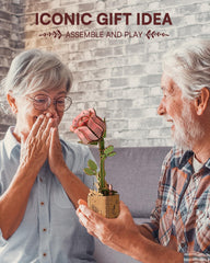 Wowood rose puzzle construction action showing step-by-step assembly