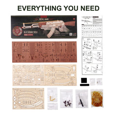 Wowood wood model building kit with 315 pieces promotes focused, relaxing activity.