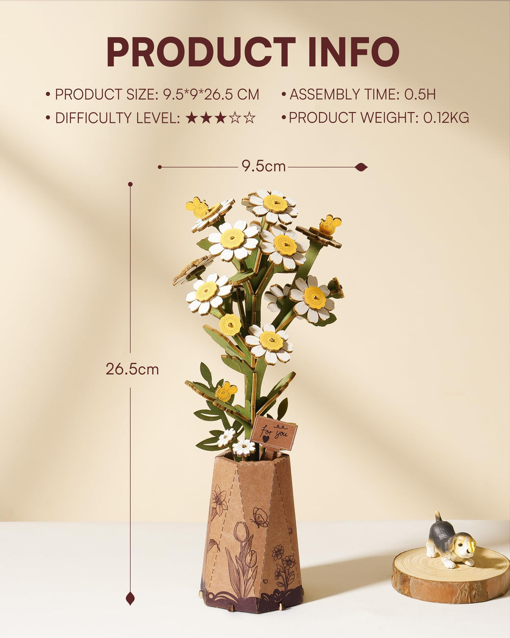 Wowood wooden flower model kit highlights craftsmanship and assembly satisfaction