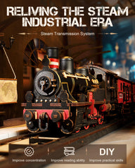 Wowood wooden puzzle Steam Train highlights natural grains for a collectible display.