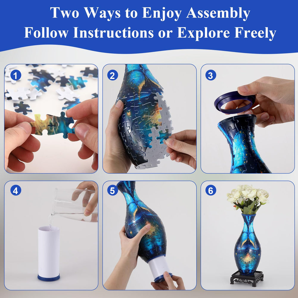 Wowsome 3D Puzzle Vase assembled on table as elegant decor centerpiece