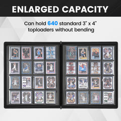 WPGEAR binder open pages showing clear card sleeves