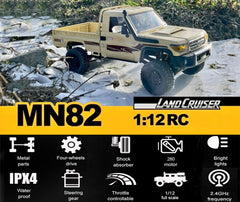 WPLDEWAN MN82 RC truck side profile highlights 4x4 stance and sturdy build