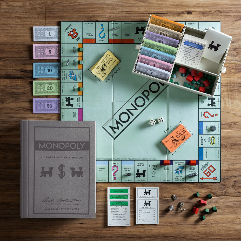 WS Game Company Monopoly foldable board opened to full play size for sessions.
