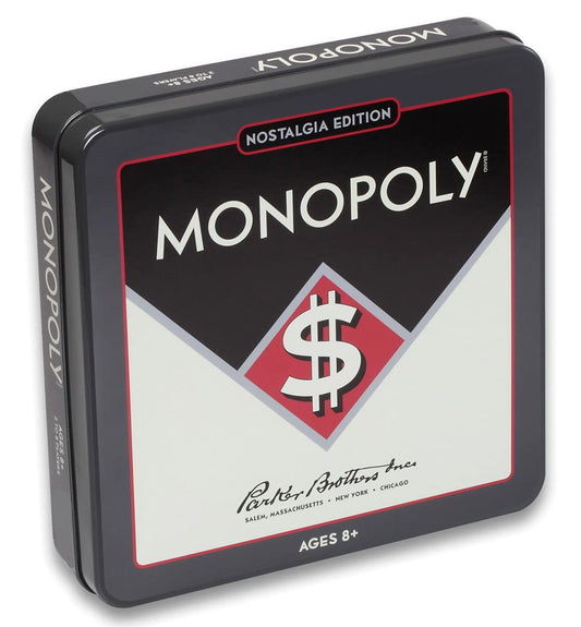 WS Game Company Monopoly Nostalgia Edition tin front for retro game night display and easy storage