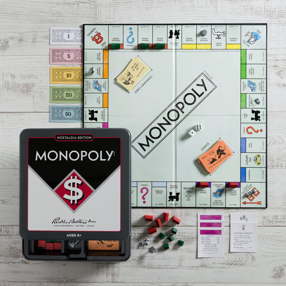WS Game Company Monopoly Nostalgia Edition tin lid highlighting collectible packaging ideal for display