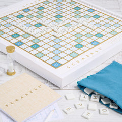 WS Game Company Scrabble Bianco Edition textured score pad for easy scoring.