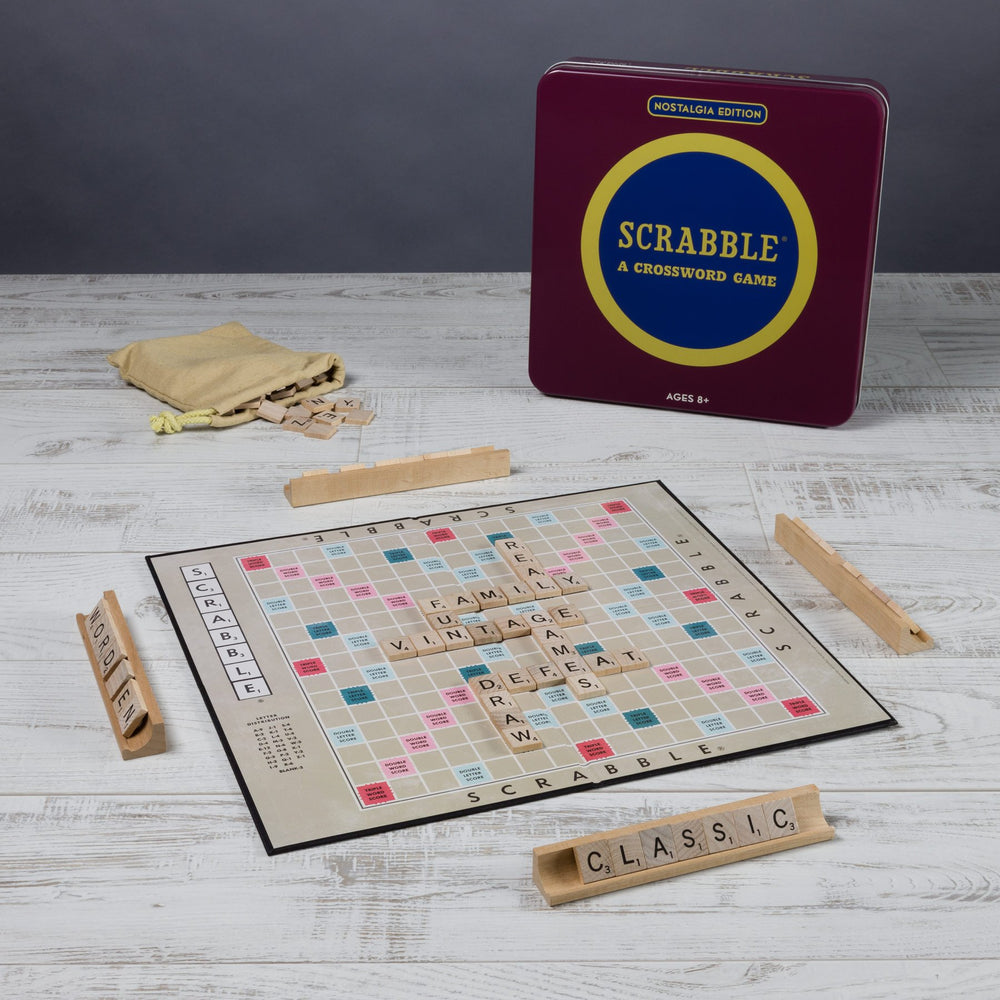 WS Game Company Scrabble Nostalgia Edition wooden letter tiles for classic word building.