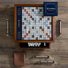 WS Game Company Scrabble Trophy Edition faux ivory tiles with smooth feel for quick placement