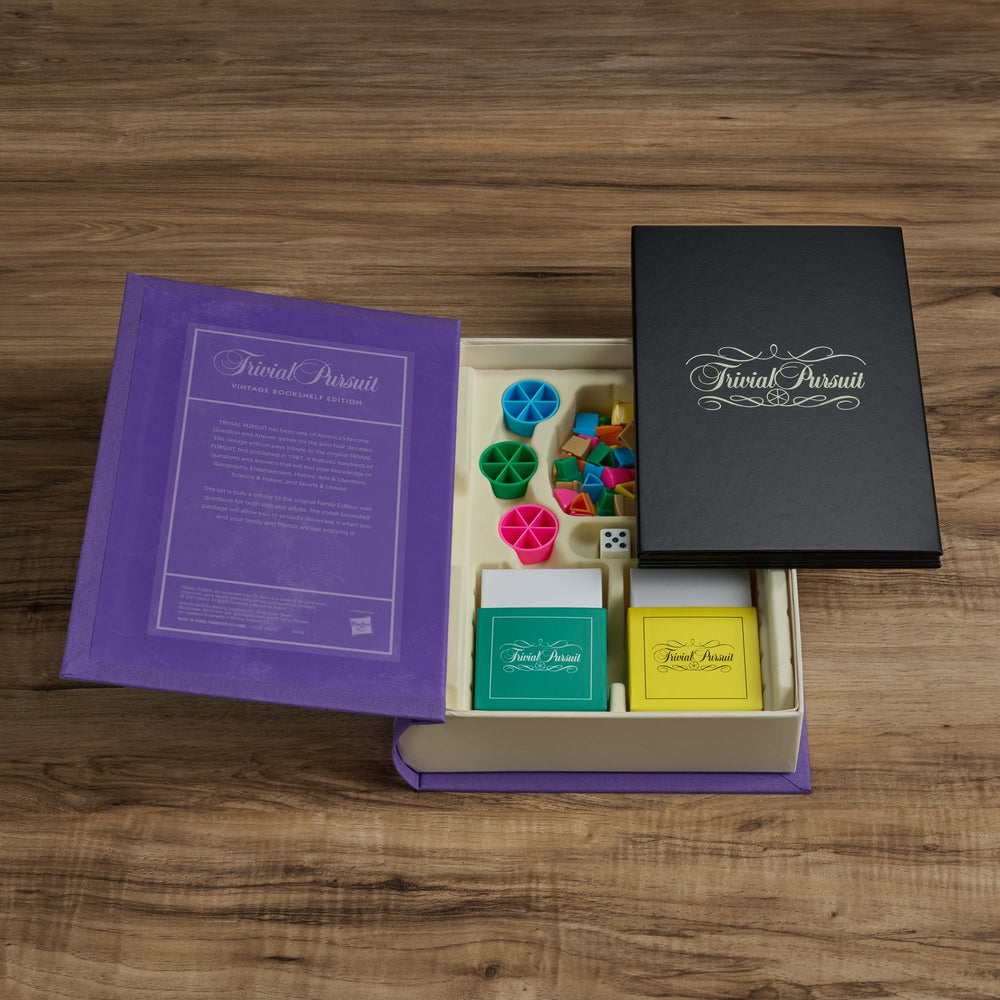 WS Game Company Trivial Pursuit Vintage Bookshelf Edition scoring wedges simplify tallying.
