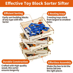 WSBXBB basswood plywood construction offers natural texture and durable Lego piece storage.
