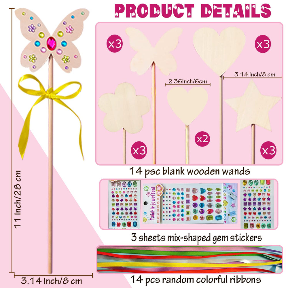 WUBOMJIO Princess Fairy Wands Kit gem stickers for sparkly wand customization