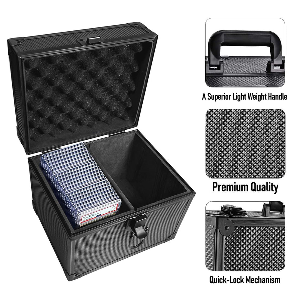 Compact design fits standard top loader bricks and sleeved cards.