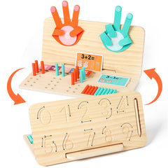 WudBudz Montessori double-sided board for counting and writing practice.