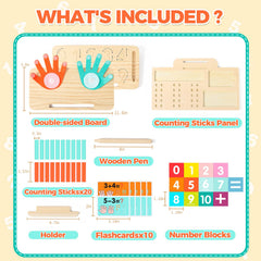 WudBudz wooden pen for practicing numbers on the board.