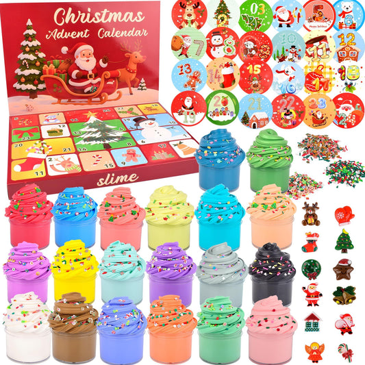 WUJYLY Christmas Slime Kit packaging shown as a ready-to-gift set for stocking stuffers and party favors