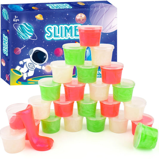 WUJYLY Galaxy Slime 24 Pack: colorful cups for parties and prizes