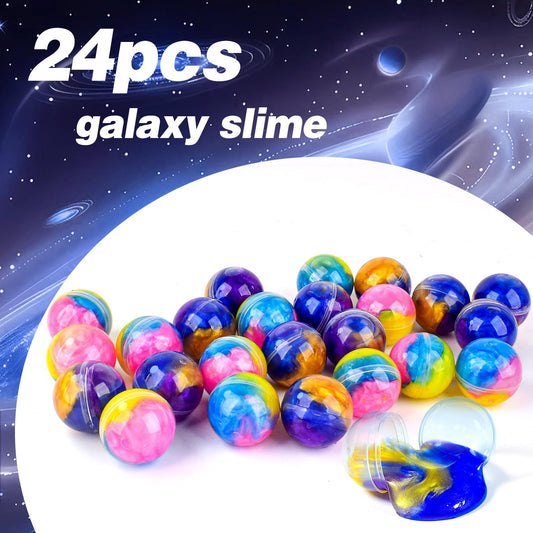 WUJYLY slime-ball closeup shows cosmic swirl, ideal for sensory exploration and imaginative play.