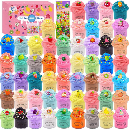 WUJYLY slime kit with 54 mini slimes for colorful, creative play.