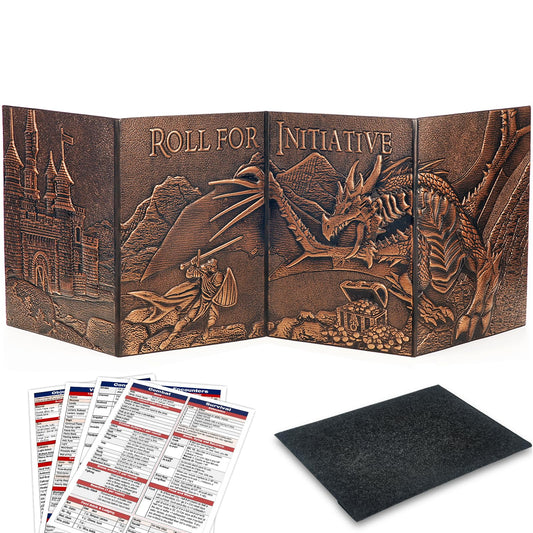 Wunhunew DND DM Screen with 3D bronze emboss for immersive gameplay