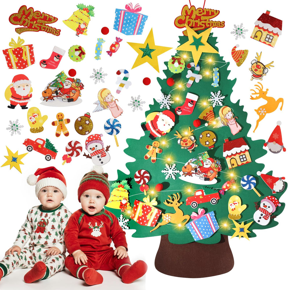 Wupsaoe felt Christmas tree 3ft wall-mounted for space-saving holiday decorating