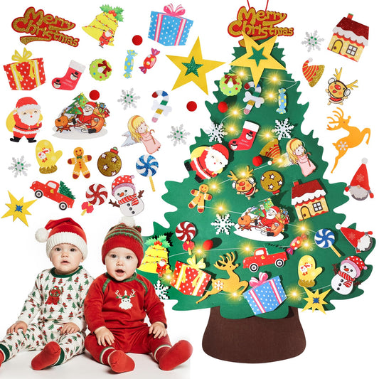 Wupsaoe felt Christmas tree 3ft wall-mounted for space-saving holiday decorating