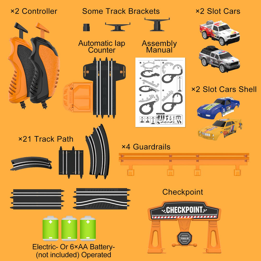 Wupuaait slot car track assembly easy highlights quick setup and stability.