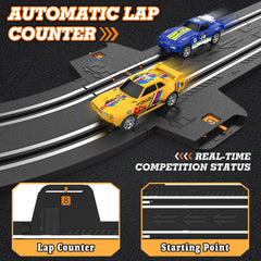Wupuaait slot car track slope section introduces elevation changes for challenge.