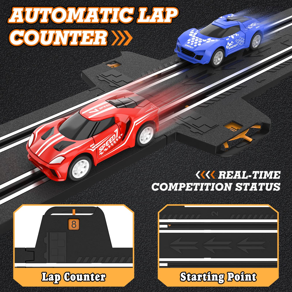 Wupuaait slot car track speed car demonstrates high-performance racing action.