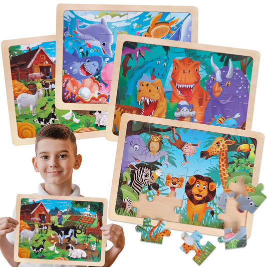 Wuzhineisn dinosaur puzzle wooden – builds hand-eye coordination through engaging dinosaur scenes.