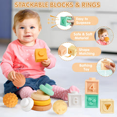 Wuzhineisn Montessori baby maraca adds gentle sound to exploration.