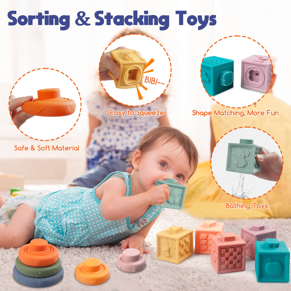 Wuzhineisn sensory bin blocks provide multi-texture play for bath time and discovery