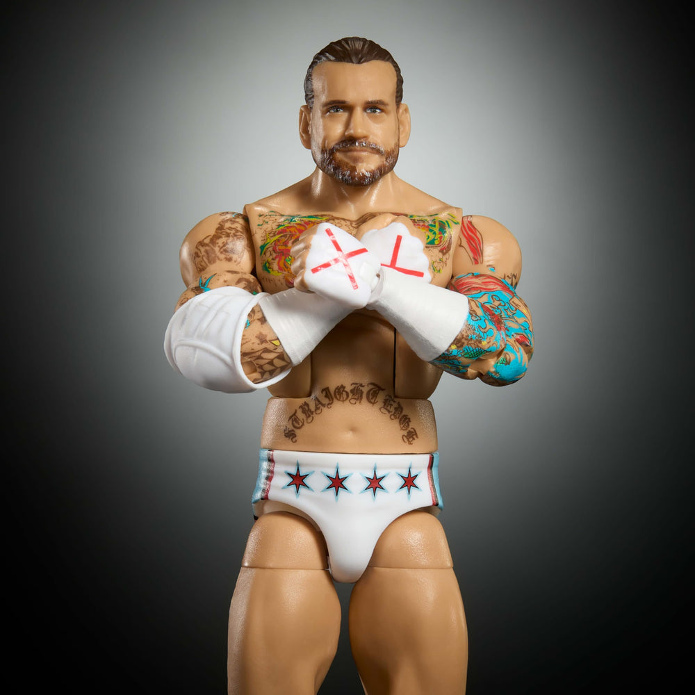 WWE CM Punk articulation close-up highlighting 25 points of movement