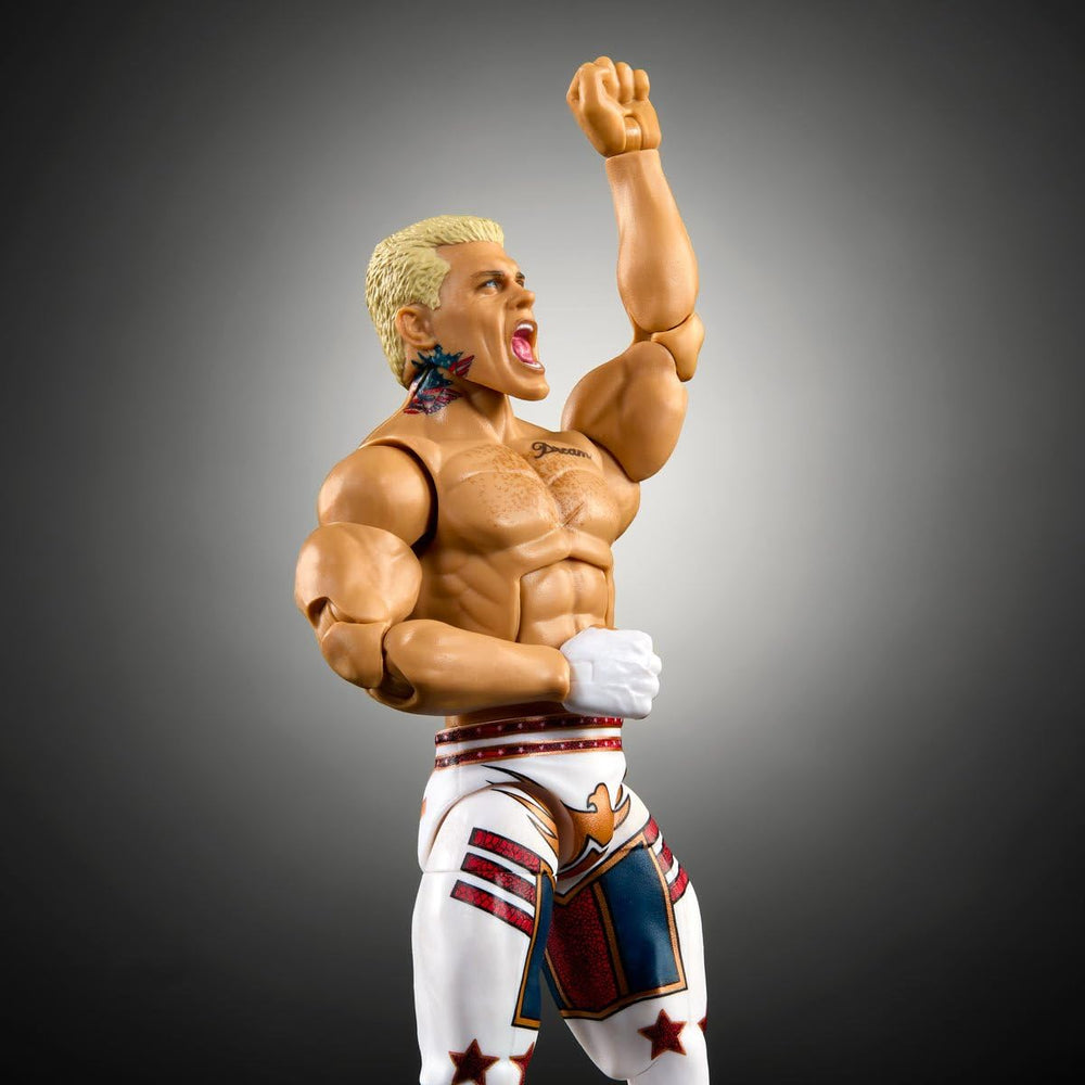 WWE Cody Rhodes Elite 9 display-ready on stand.