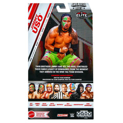 WWE Jimmy Uso Elite Greatest Hits 7 figure packaging highlights authentic branding.