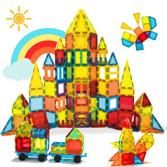 W WISE BLOCK magnetic tiles set featuring 131 pieces for creative play
