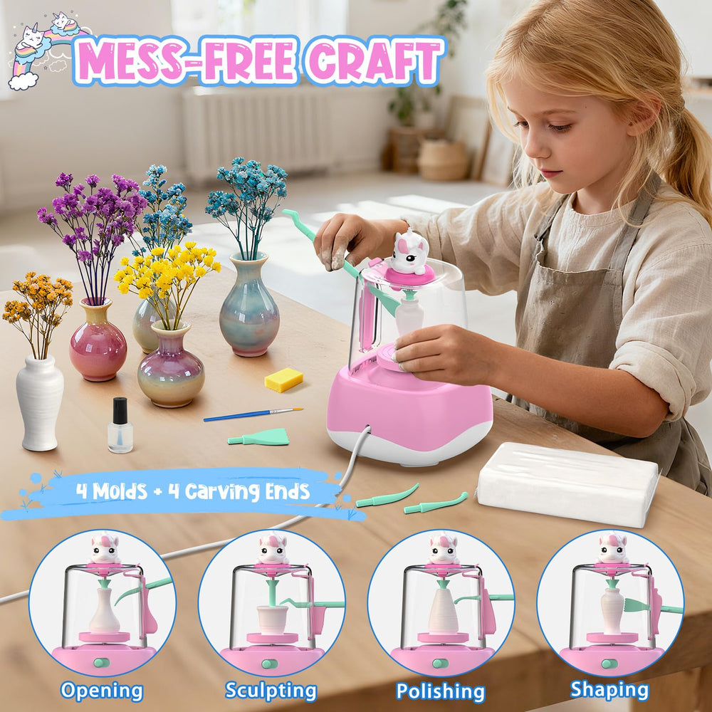 Wwzzey Mini Pottery Wheel four-projects kit inspires artistic play