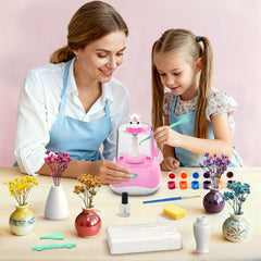 Wwzzey Mini Pottery Wheel kids craft kit promotes mess-free art