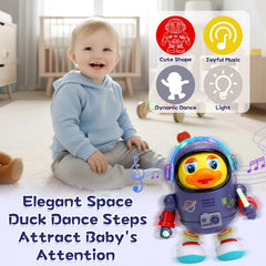 WRYBV space duck toy powered by 3 AA batteries for cordless fun.