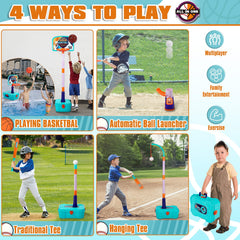 WYRJXYB T-ball tee with baseballs aids batting practice and hand-eye coordination.