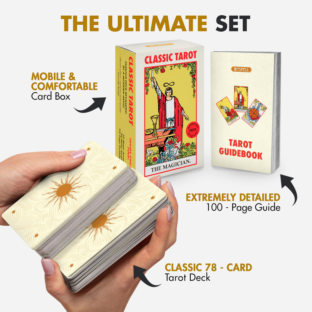 Wyspell Classic Tarot Deck card illustrations with vibrant colors for easy interpretation