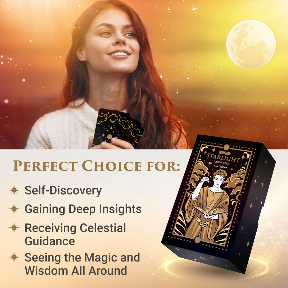 Wyspell Starlight Tarot card spread visuals aid beginner learning.