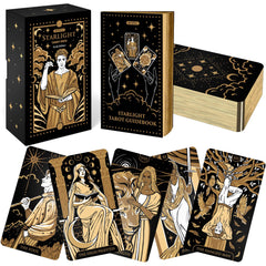 Wyspell Starlight Tarot deck front cover with gold foil, ideal for beginner readings.
