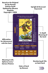 Wyspell Tarot card meanings display guiding love, career, finances.