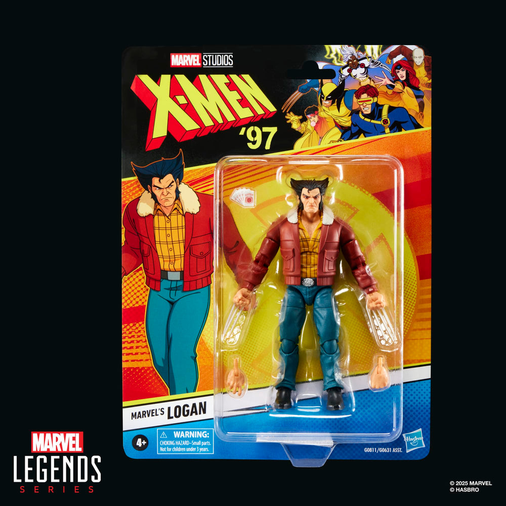 X-Men Logan 97 figure back view with retro blister packaging for display