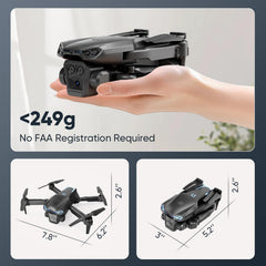 X-shop foldable drone powered by two batteries for extended flight time.